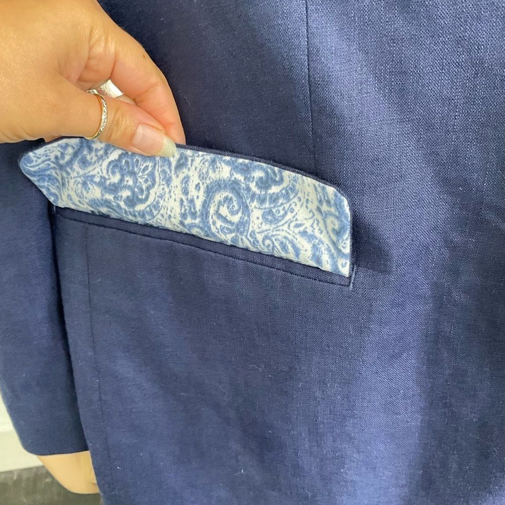 Lauren Ralph Lauren  Mens Store Blue Linen Suit Sport Coat Blazer Jacket 48L - Picture 6 of 16